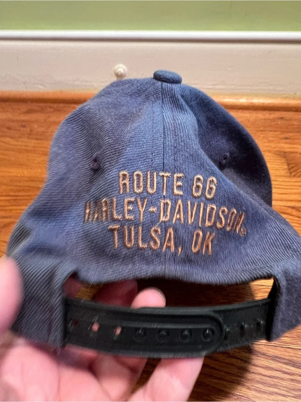 Harley Davidson Bar & Shield Leather Patch Snapback Cap Route 66 Tulsa Oklahoma
